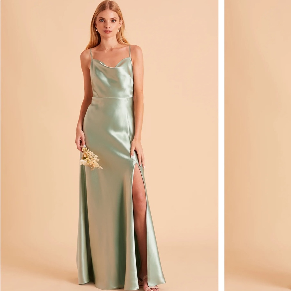 Birdy Grey Lisa Long Satin Dress in Sage NWT!